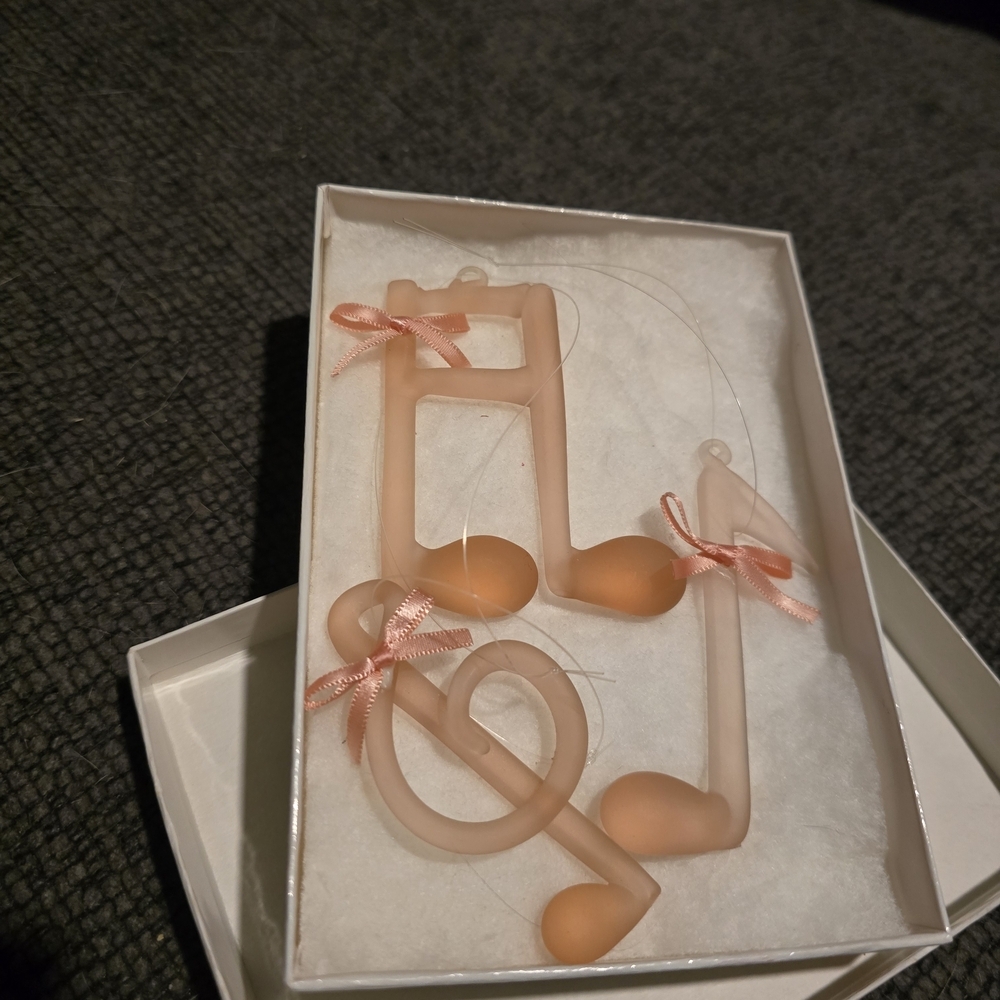 Vintage Blown Glass Musical Note Peach Pink